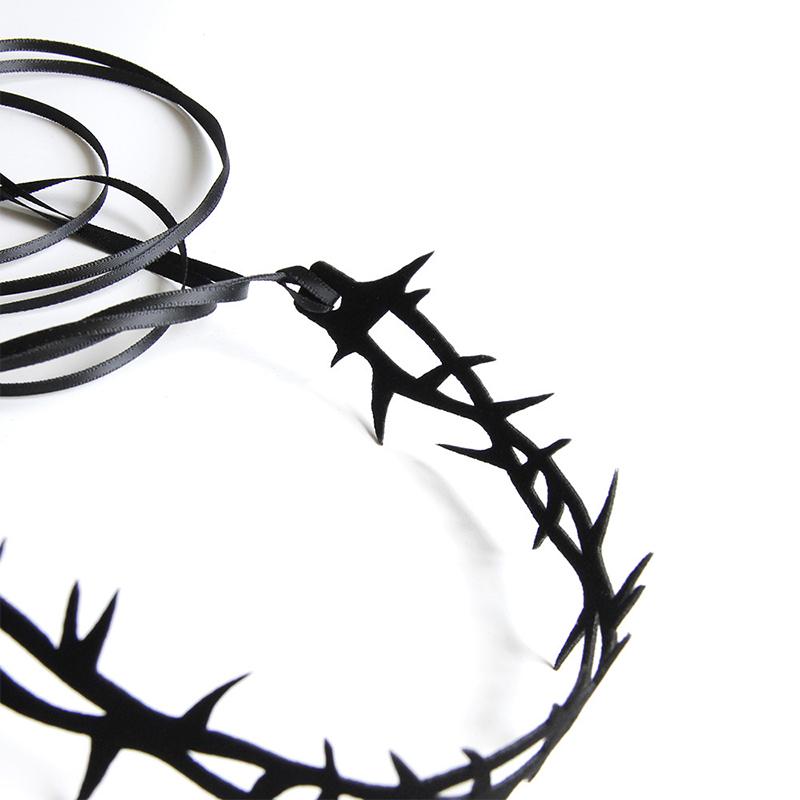 Модное панк-колье, женское ожерелье, шип розы, большой цветок, кулон, колье