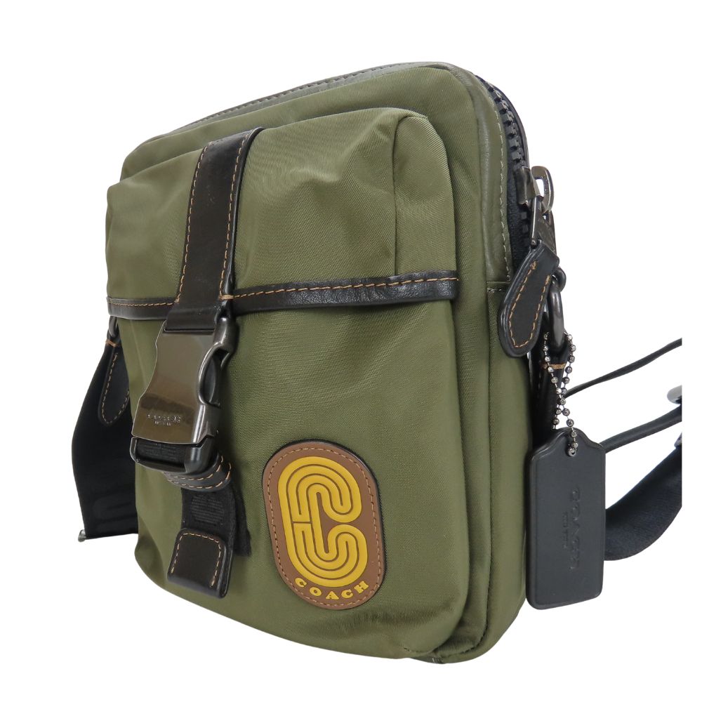 Used COACH Shoulder Bag Max Crossbody C9836 Nylon/leather Khaki Black