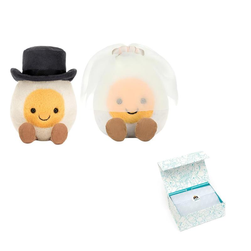Jellycat Забавная свадебная серия Британский Jellycat Жених и невеста Набор с вареным яйцом Набор кукол Плюшевая кукла Сидячее положение Высота 11 см