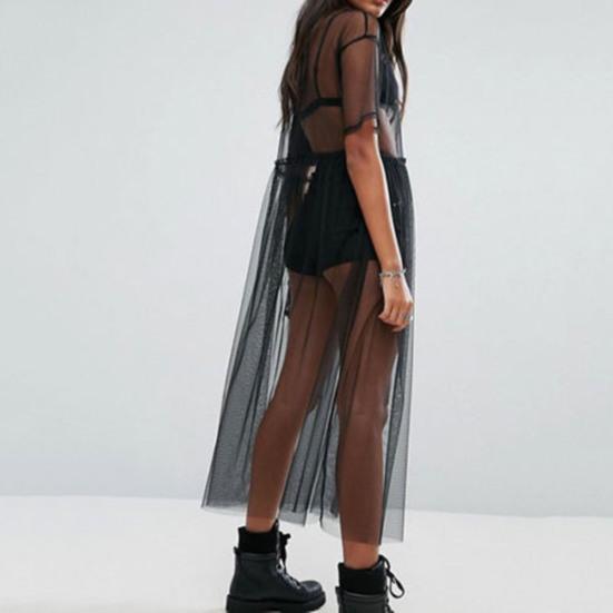 Тонкое модное прозрачное бикини с защитой от УФ-лучей и струящимся подолом