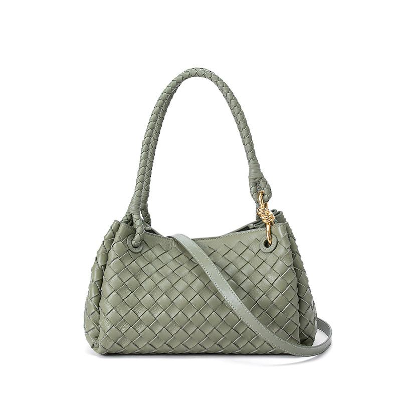 Новая оригинальная женская сумка из натуральной овчины, сумка-парашют среднего размера, ручная работа, плетеная сумка с металлической пряжкой, сумка-тоут на одно плечо и для ношения в руке