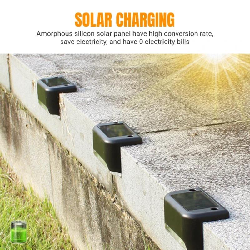 4 шт. в упаковке, солнечные палубные светильники, уличные водонепроницаемые светодиодные светильники для ограждения, садовые ступенчатые светильники для патио, лестницы, перил, дорожки, солнечная лампа