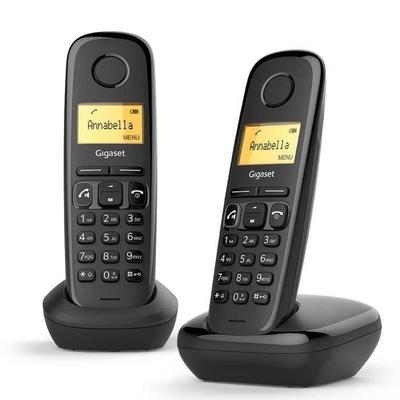 Беспроводной телефон GIGASET A270 Duo Черный - Caller ID, Адресная книга на 80 имен, Громкая связь, Монохромный ЖК-экран