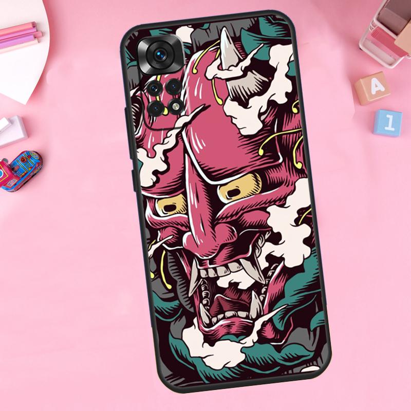 Japanese Hannya Oni Mask For Xiaomi Redmi Note 14 13 10 11 12 15 Pro Plus Phone Case For Redmi 15C 13C 12C 10C 14C 15