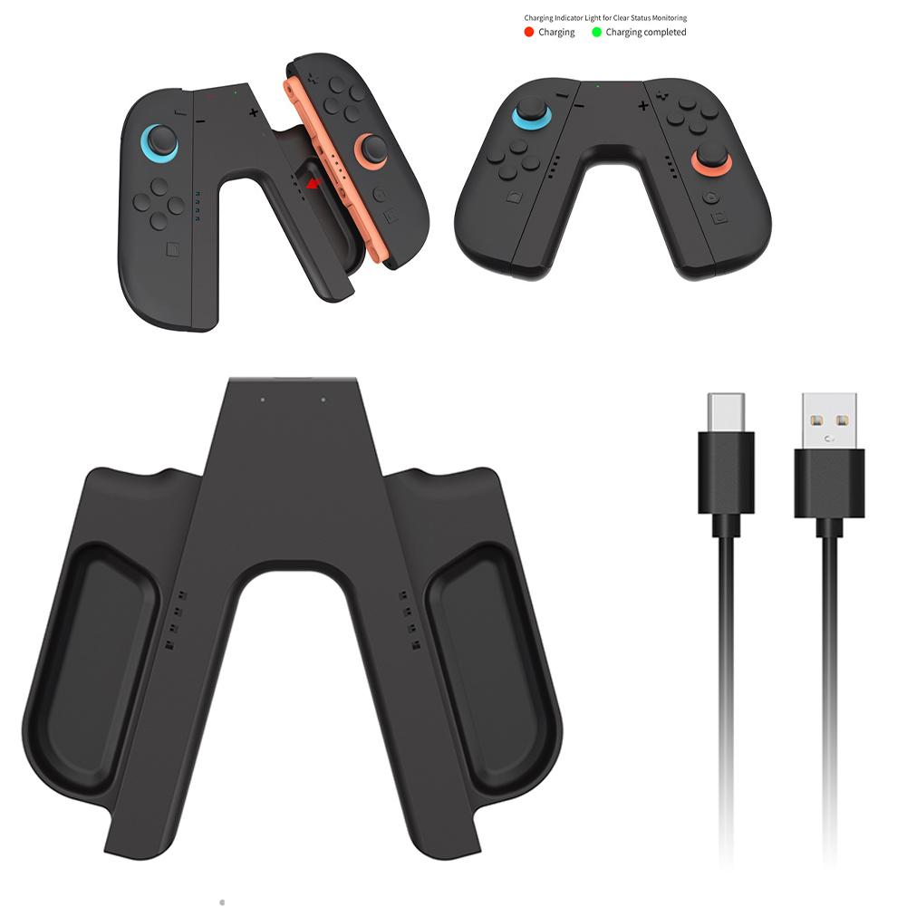 Новая док-станция с рукояткой 2-в-1 для Switch 2 Joy-Con, портативное зарядное устройство, зарядное устройство для контроллера для NS 2 JoyCon, игровые аксессуары
