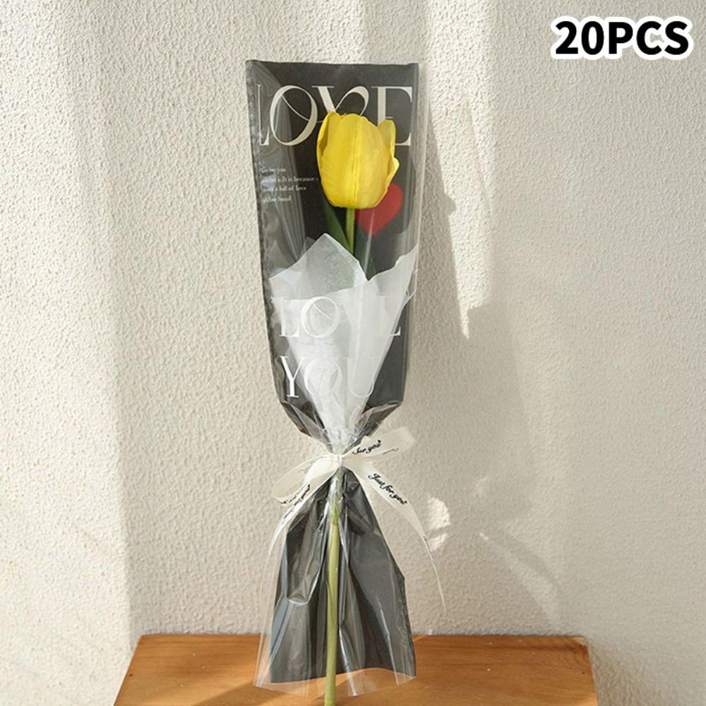 Waterproof Bouquet Plastic Bag Transparent Flower Wrapping Paper New Rose Packaging Bags