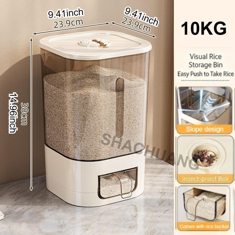 5kg/10kg High Capacity Automatic for Rice Dispenser with Cup,Moisture-proof and Sealed Rice Storage Container,Kitchen Essentials