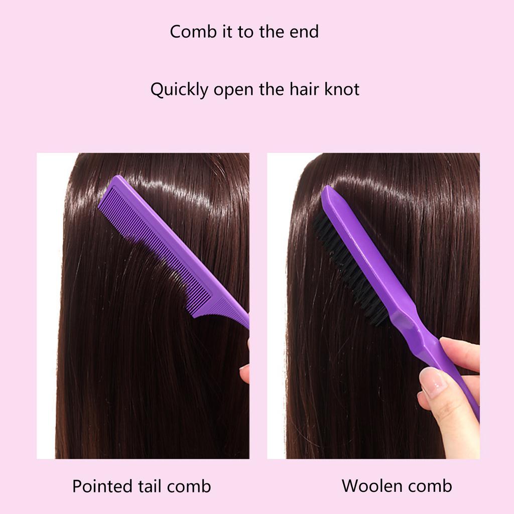 7 Pieces Hair Styling Comb Hair Brush Set Nylon Teasing Hair Brush Rat Tail Comb with Duckbill Clips