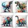 Home Decor Colorful Dinosaur Watercolor Pattern Pillow Covers Pattern Cushion Cover Suitable for Sofa Bedroom Car Pillow Cover