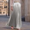 Women's  Casual Pleated Solid Color Half Skirt, Pleated A-line Skirt, Large Swing Floor-length Skirt