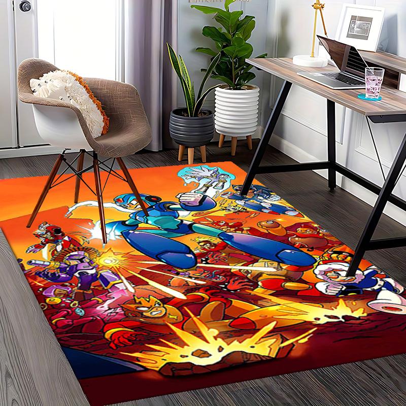 1pc Mega Man Anime Cartoon Design Office Chair Mat Non-Slip Carpet for Home Decor Living Room Bedroom Game Room Gift All Seasons Universal.Y078