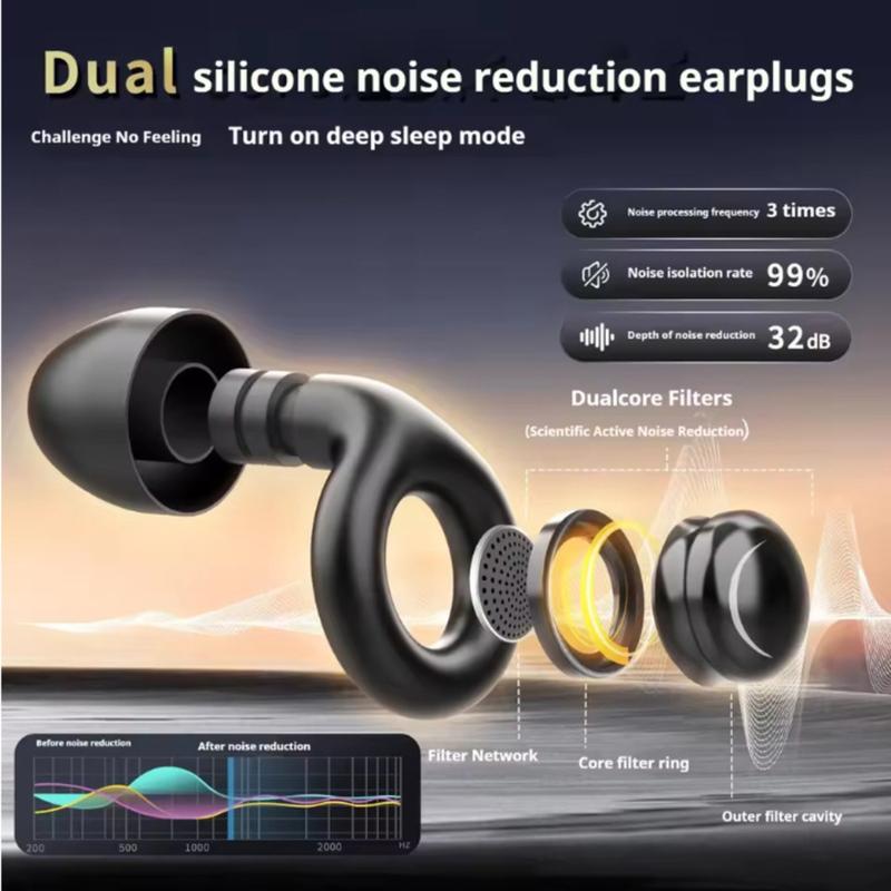 Reusable Silicone Snore Blocker Ear Plug with 10 Ear Tips in XS/S/M/L Anti-Noise Motorcycle Earplugs Noise Cancelling Ear Plugs