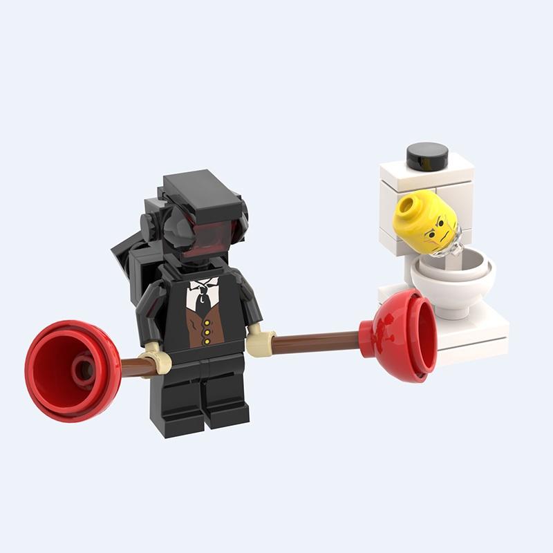Interactive Diy Toy Set Abs Plastic Building Blocks Toilet Man Vs Invincible Warrior 0-38 Pieces