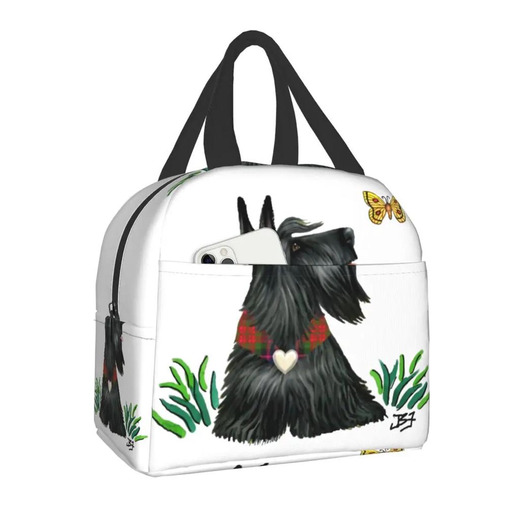 Scottish Terrier Resuable Lunch Boxes Women Multifunction Butterfly Scottie Dog Thermal Cooler Food Insulated Lunch Bag