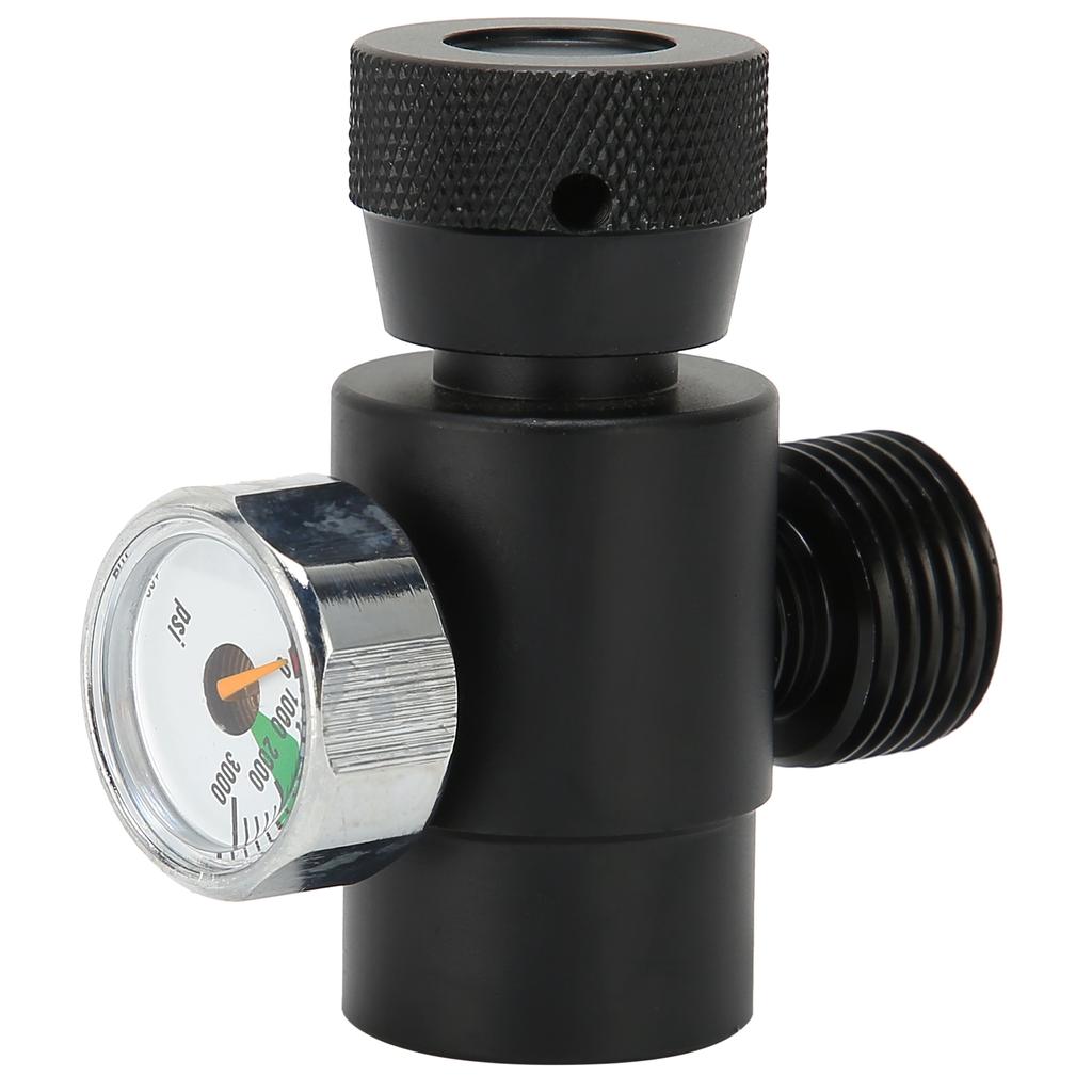 CO2 Cylinder Refill Adapter Connector CGA320 // TR21-4 ASA 3000psi Pressure Gauge Black