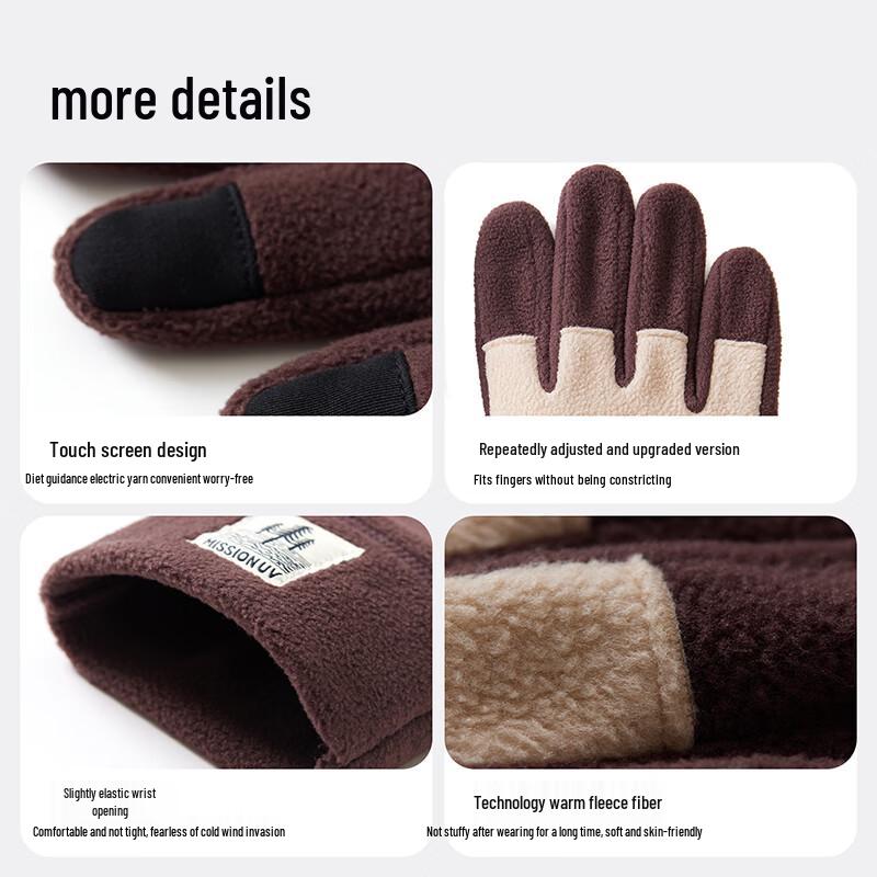 MISSION UV Men's Winter Fleece-Lined Touchscreen Gloves