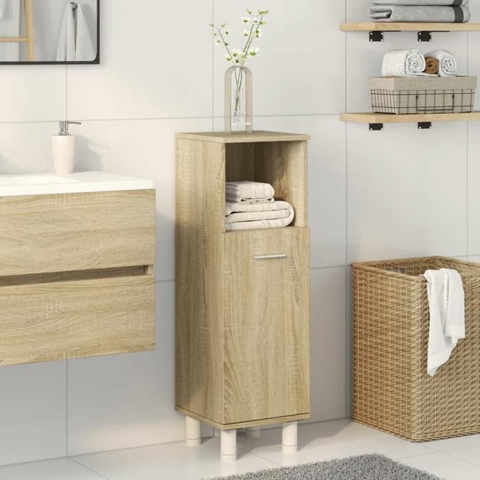 VidaXL Armoire de salle de bain chêne sonoma 30,5x30x95 cm, armoire de rangement de salle de bain, armoire de bain, meuble 849630