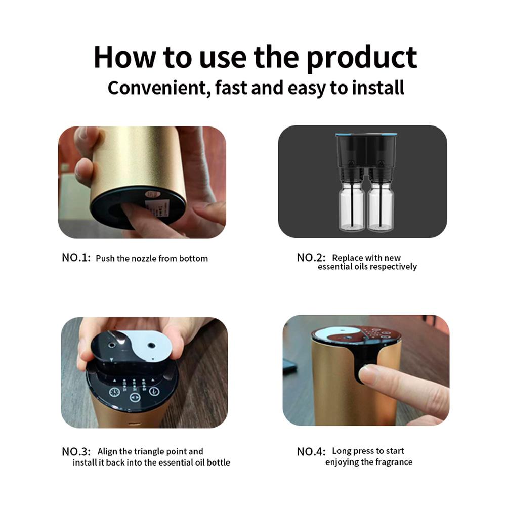 Essential Oil Diffuser for Home Quiet Smart Auto Aroma Diffuser Dual Nozzle Anti-Leakage 20ML Small