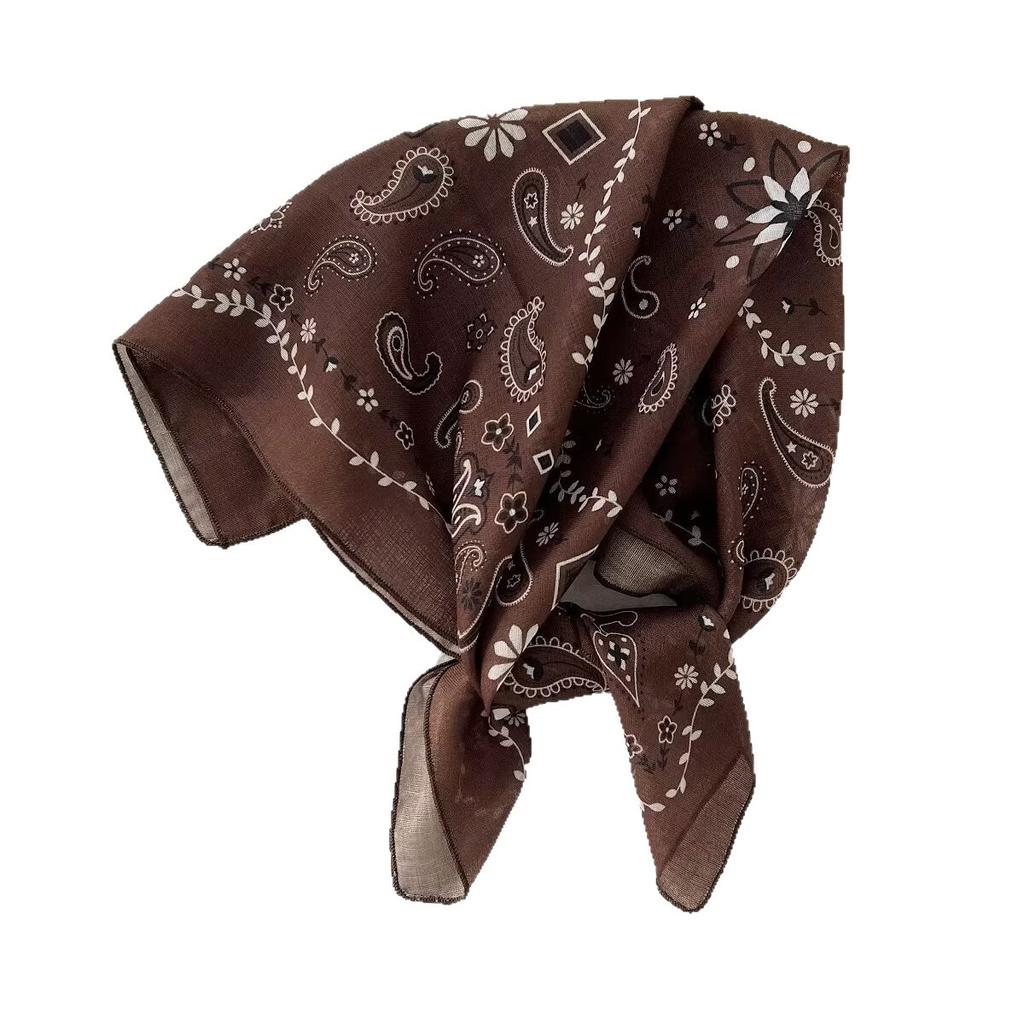 Cotton and linen cashew flower silk scarf versatile headscarf headband neck jewelry small square scarf scarf Mother's Day gift silk scarf