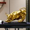 Modern Style Resin Cattle Ornaments Decorative Golden Bull Sculpture  Aesthetics Decor Gift Resin Mascot Home Office Decoration