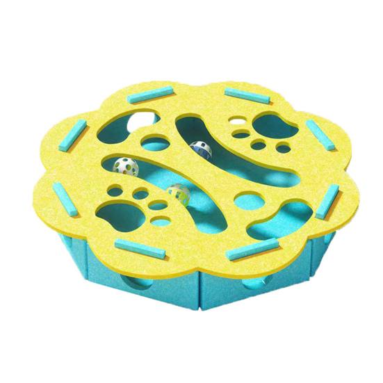 Yousheng Cat Scratch Puzzle Toy Kittens Puzzle Enrichment Box Cats Self-Play Felt Maze with 2 Bell Balls Nail File Scratch Board for Indoor Cats