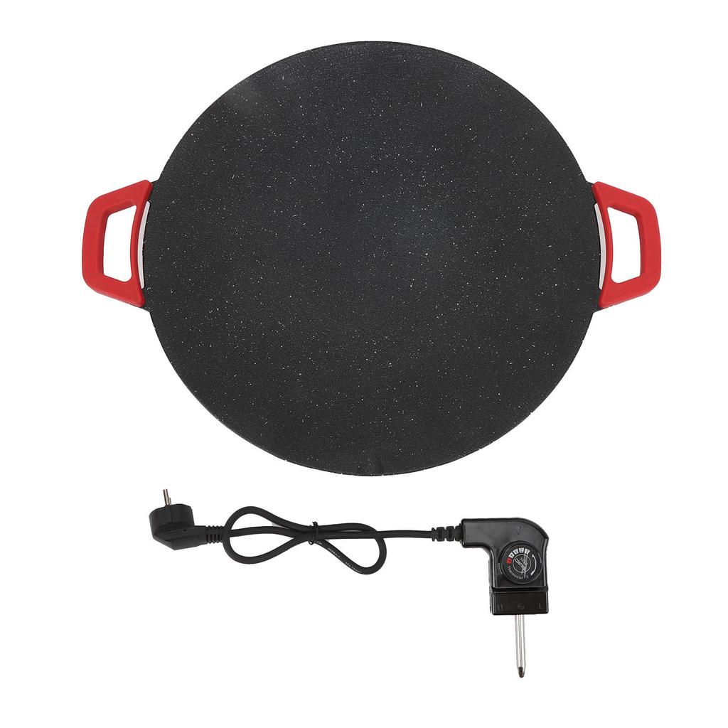 Round Electric Grill 40cm Smokeless Nonstick Rapid Heat Up BBQ Grill Pancake Maker with Handles