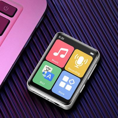 Портативный MP3-плеер с 2-дюймовым экраном, BT 5.0, сенсорный экран, музыкальный плеер с динамиками, поддержка FM-радио, записи, электронной книги