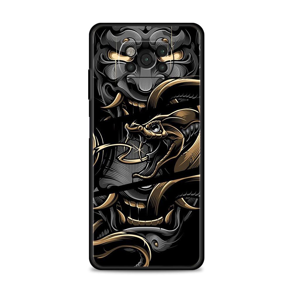 Чехол для Xiaomi Poco X3 X4 NFC M3 M4 Pro 5G Mi 11 lite 11T 9T 12 10T 11E Note10, чехол для телефона, японская маска самурая Oni