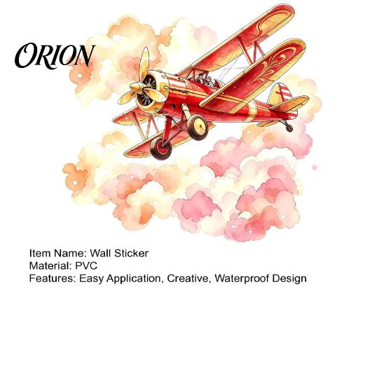 Съемная ПВХ Настенная Наклейка Акварельное Облако Самолет для Декора Детской Комнаты, Водонепроницаемая Мечтательная Наклейка Декор Неба, Отклей и Наклей для Детской Спальни