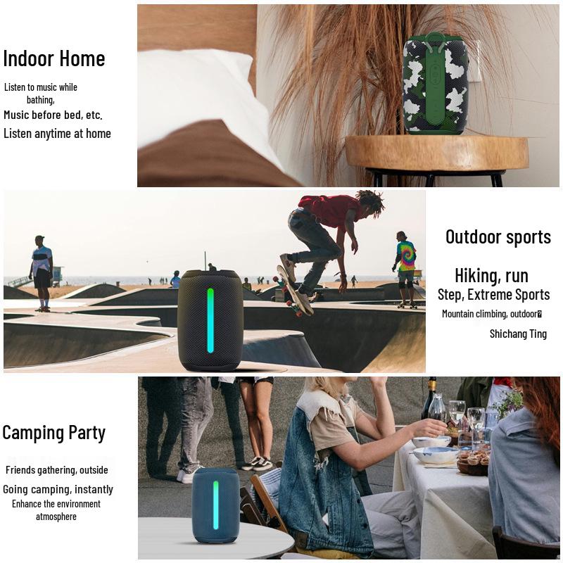 Портативная водонепроницаемая Bluetooth-колонка для улицы с цветными огнями и мощным басом