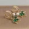 Женские серьги-подвески с зеленым цирконием и кленовым листом, новинка 2023 года, модные ювелирные аксессуары для свадебной и помолвочной вечеринки