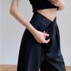 Danmo Spring Autumn Thin  Women Wide Leg Suit Pants High Waist Ladies Pants Black Formal Trousers Velcro Clothes