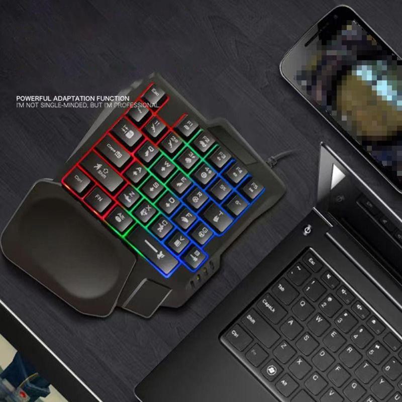 RGB Игровая Клавиатура Одноручная Мини USB Ультратонкая Проводная 35 Клавиш Одноручная Клавиатура с Подсветкой Для Компьютера ПК Ноутбука