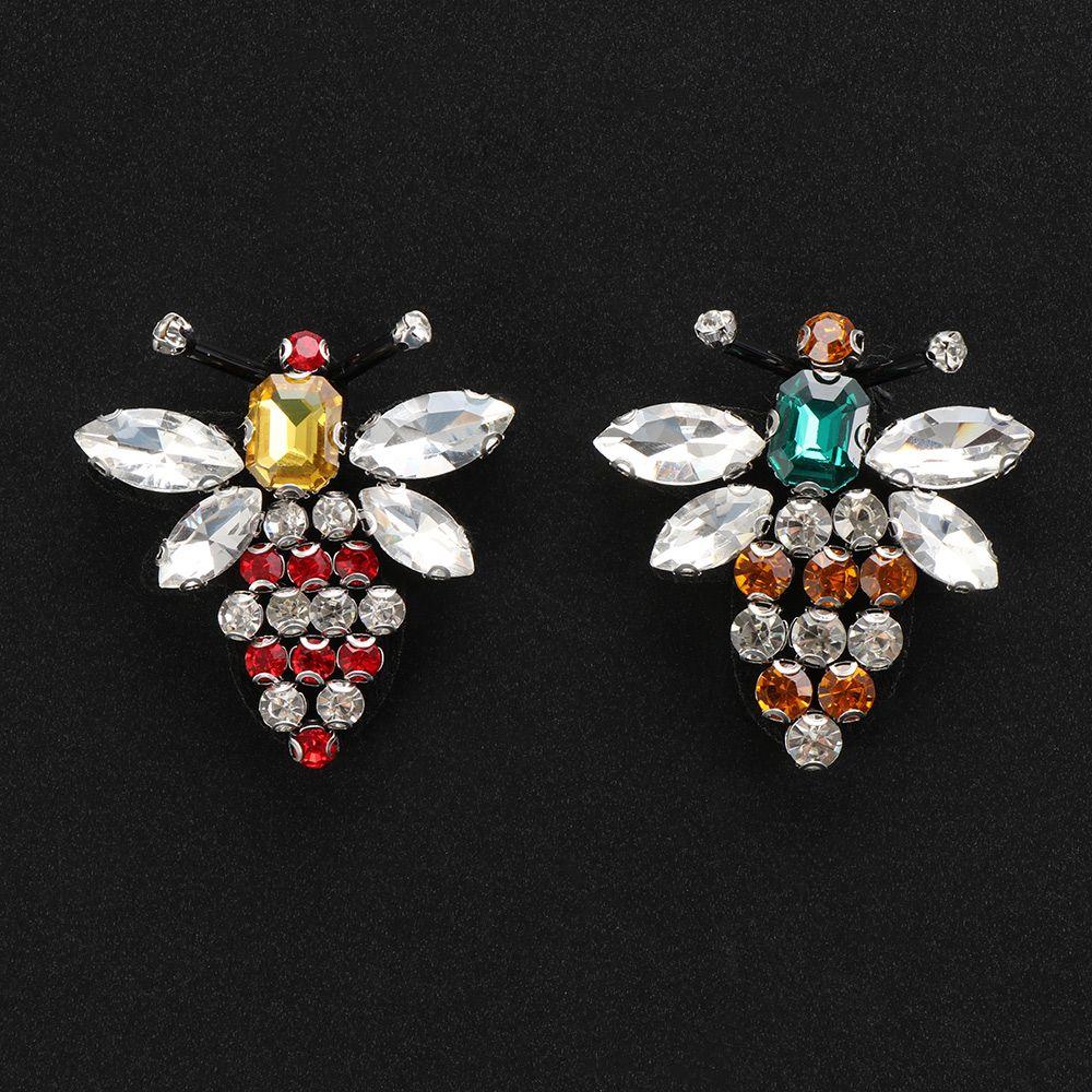 Beaded Rhinestone Apparel Sewing & Fabric Sequin Patches Bee Badge Crystal Applique Sew On Patch