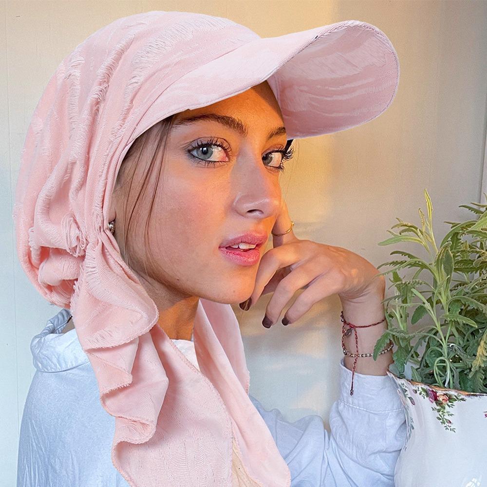 Curved Brim Baseball Cap Headscarf Solid Color Sun Hat Headwrap Turban Hat For Cancer Patients