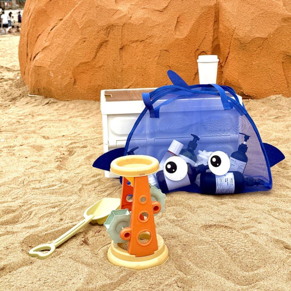 Cartoon Mesh Summer Beach Bag Handheld Mesh Bag New Toy Storage Bag Beach Travel Outdoor Sports