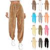 Women's Fashionable Relaxed-Fit Trousers Sporty Fleece-Lined Solid-Colour Cuffed Trousers