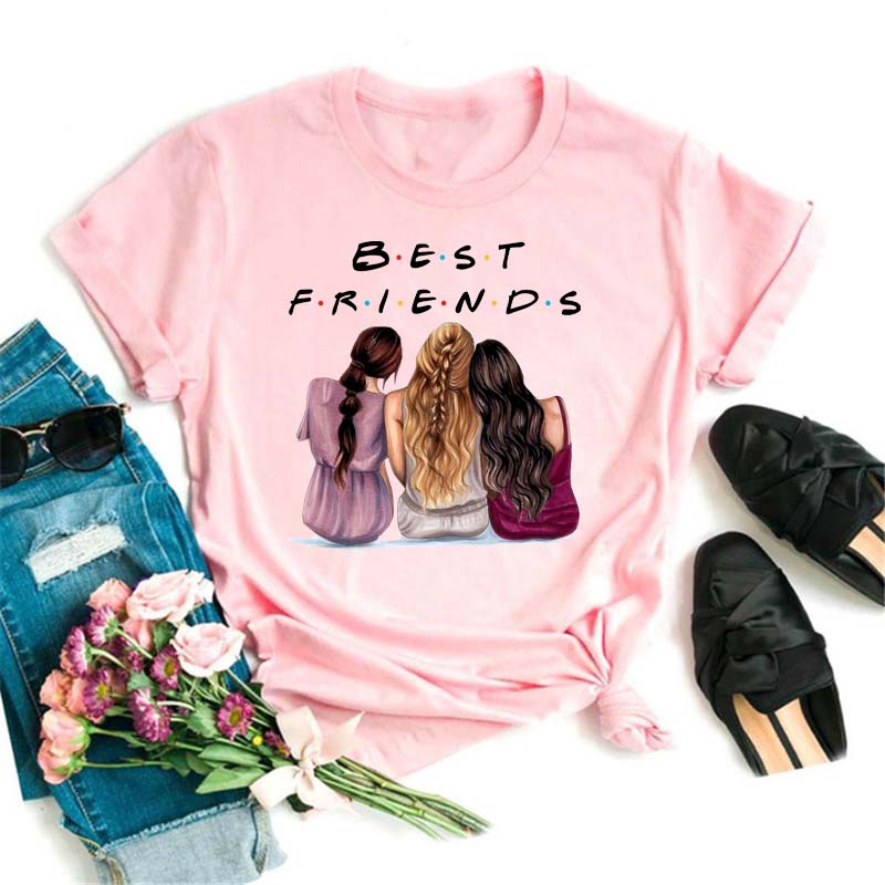 Fashion Friends Женская футболка с рисунком из мультфильма Женская футболка в стиле хип-хоп Женские рубашки Летний топ Уличная женская одежда