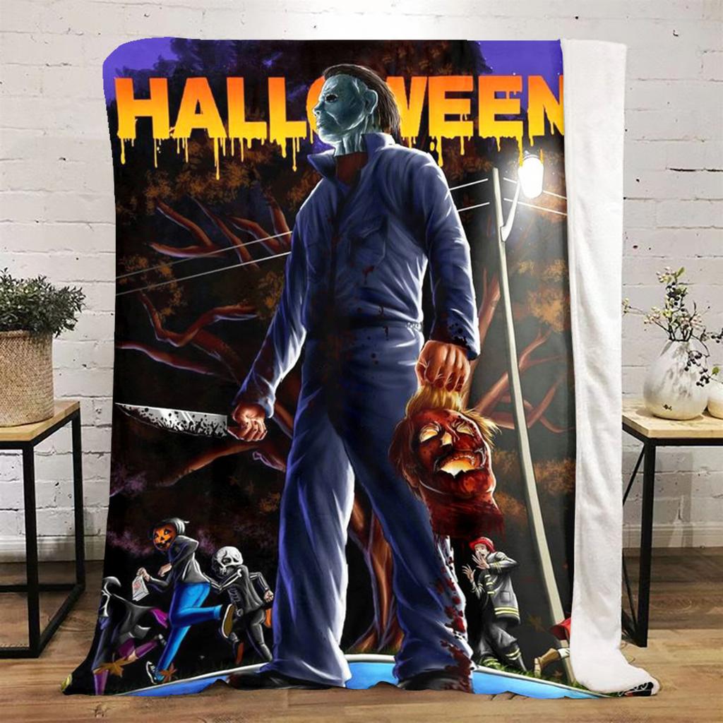 Halloween Horror Movie Poster Blanket Perfect All Seasons Soft Comfortable Sofa Office Nap Travel Festive Gift