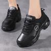 Fashion Winter Women's Leather Sneakers Black Wedge Thick Sole Platform Sneakers Women Air Cushioned Autumn Lightweight Sports Shoes