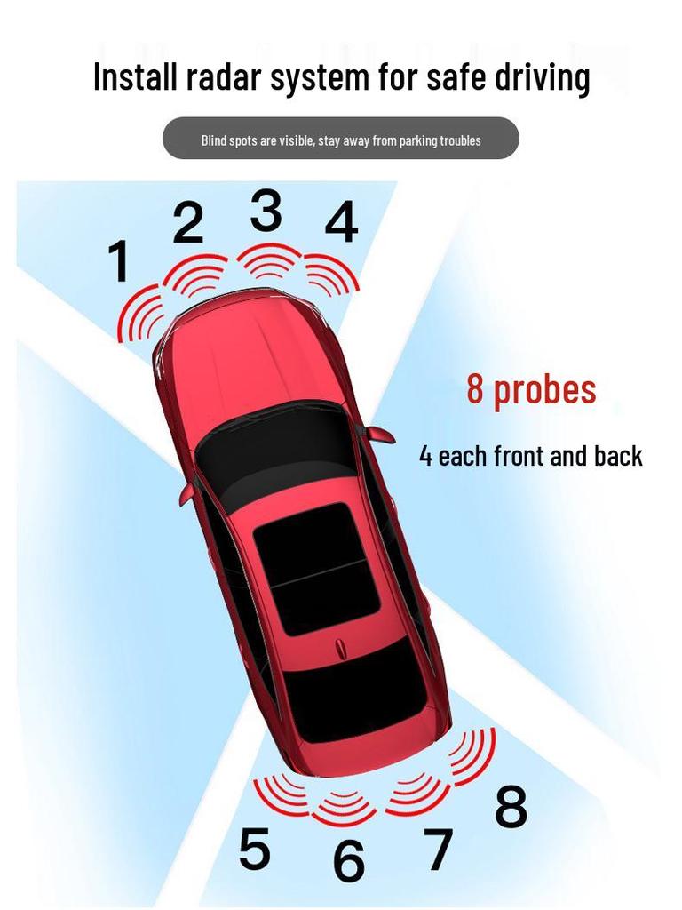 Front & Rear Radar with RAV4 Rongfang Instrument Display for 22 Models
