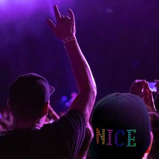 Светодиодная пиксельная крышка для экрана RGB Цветная светодиодная крышка для экрана Подключение к приложению Съемный экран USB-зарядка Дисплей Сообщение Кепка Регулируемая пряжка Кепка для вечеринки