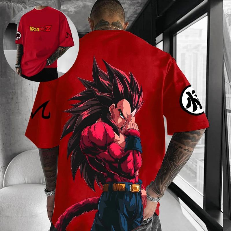 2026 Новый Летний Dragon Ball Z Веджета Великий Обезьяна Хлопок Принт на Спине Винтажная Свободная Повседневная Унисекс Футболка для Фанатов DBZ Y2k