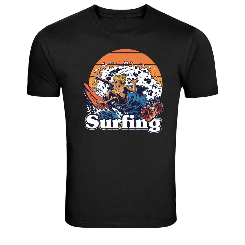Surfing Wave Surfer Beach Sunset Summer Graphic T-Shirt