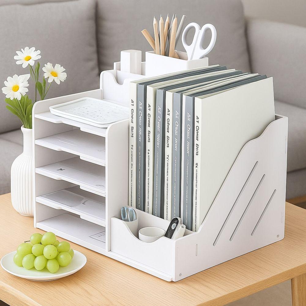 Настольный органайзер большой вместимости Утолщенный сортировщик файлов Настольный ящик для хранения Кабинет