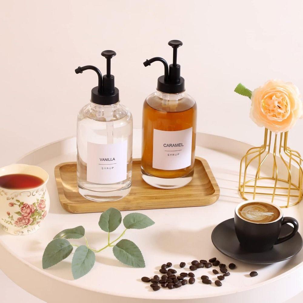 Upgraded Pump Syrup Bottle Clear Glass Coffee Bar Accessories Simple Hand Soap Dispenser  Maple