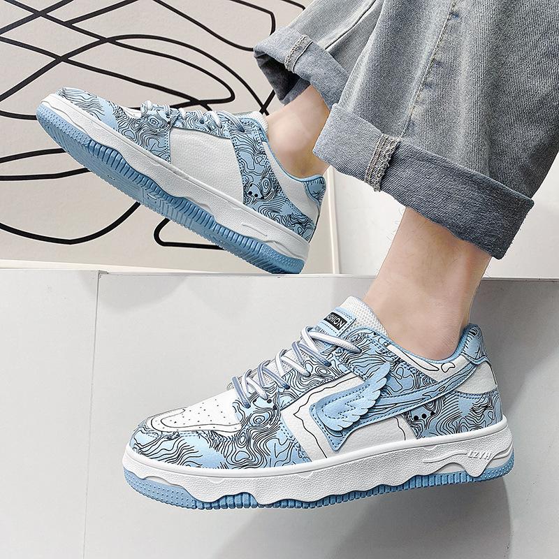 Туфли Guochao Design Thick Baseplate, модные повседневные туфли с низким верхом из дышащей кожи, мужская обувь