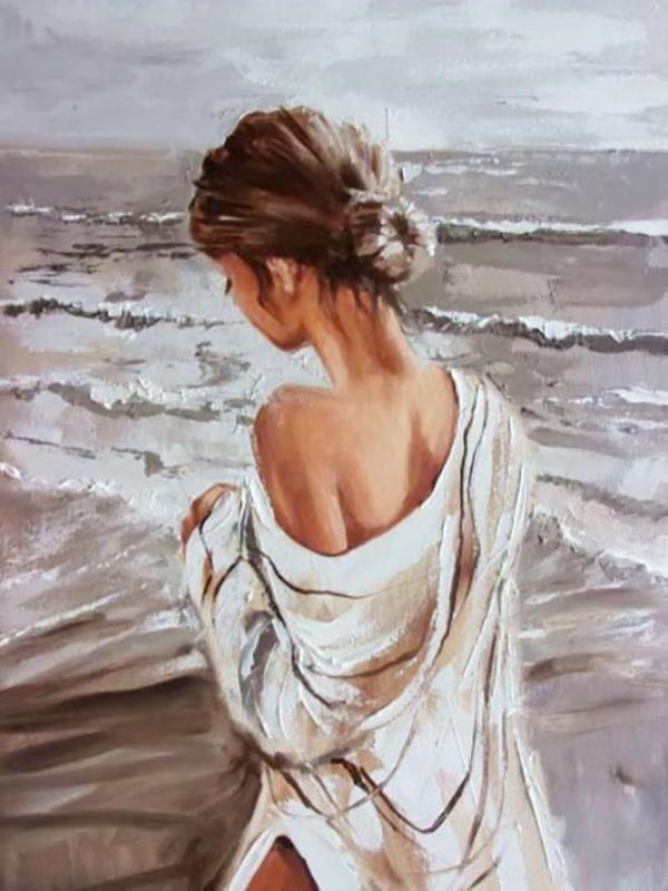 Diy 5d полная алмазная живопись мультфильм вышивка квадратная круглая дрель приморский пляж девушка мозаика вышивка крестом ручная работа искусство хобби