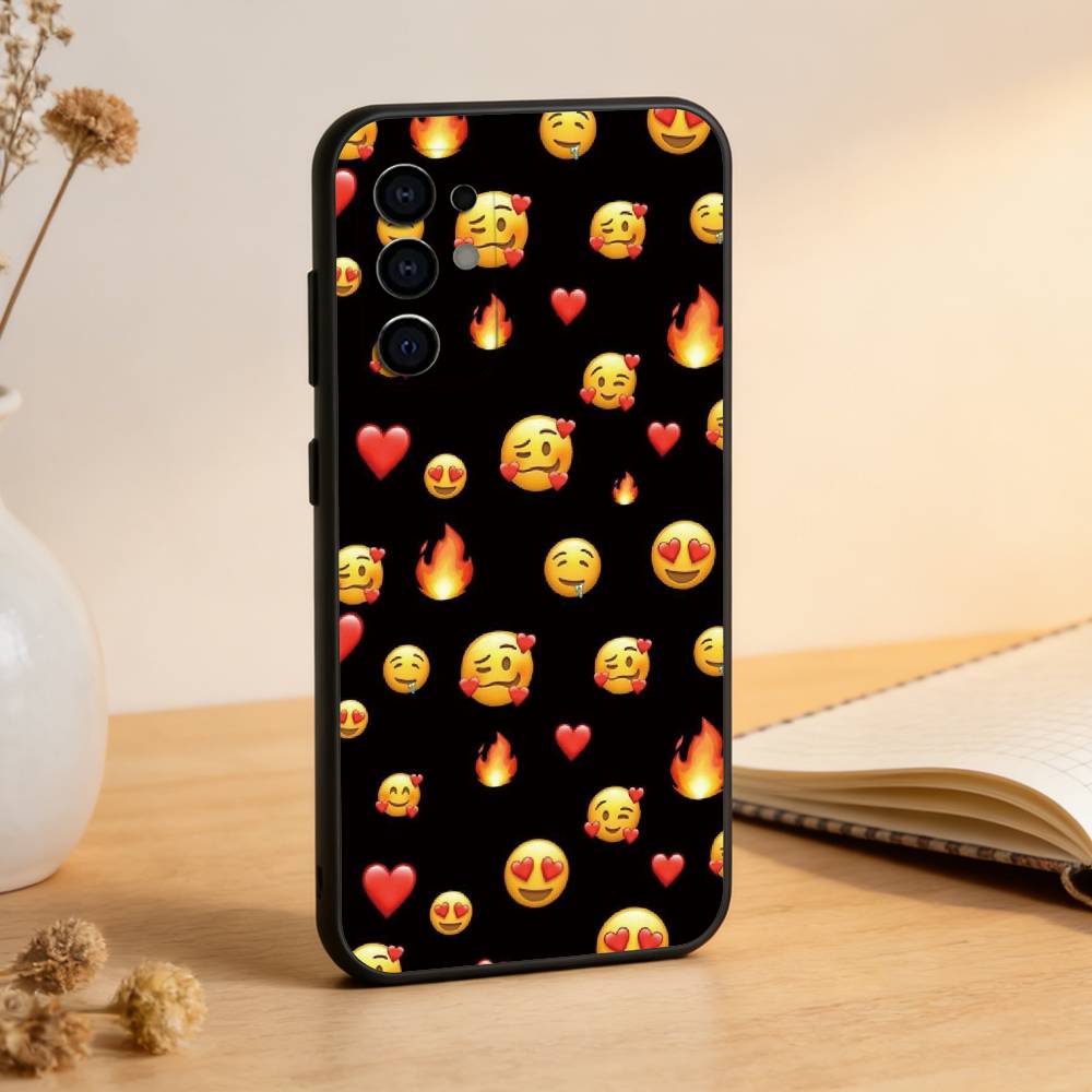 Забавный чехол с эмодзи для телефона Samsung S25, S24, S21, S22, S23, S30, Ultra, S20, Plus, Fe, Мягкий силиконовый черный чехол