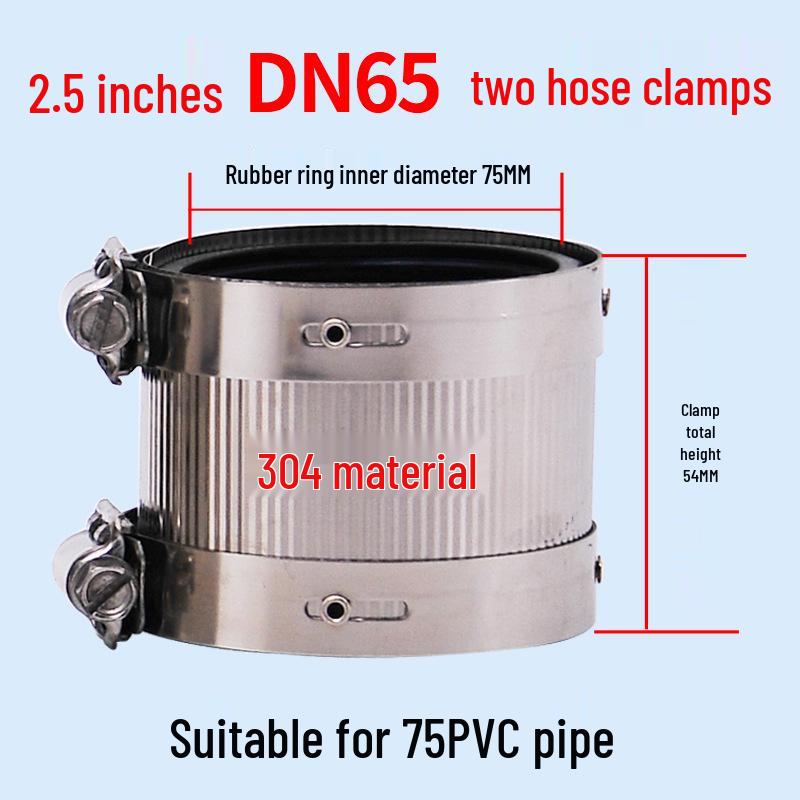 Прочная гибкая зажимная трубка из нержавеющей стали и чугуна для канализационных и дренажных труб